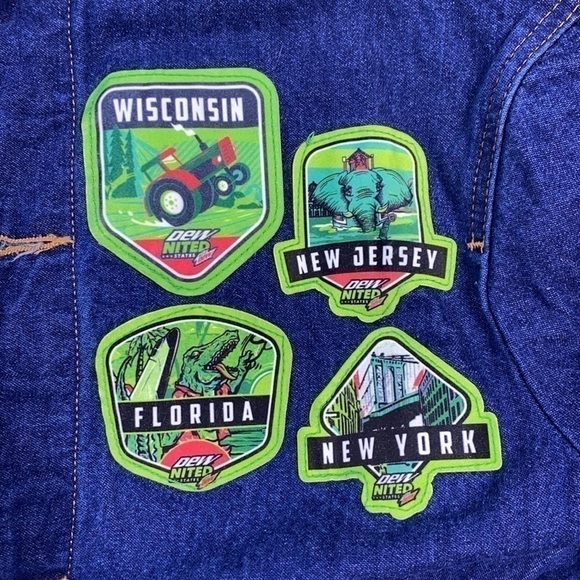 L.C King Denim Mt. Dew Collab Patchwork Jean Jacket Size Small Men’s - Picture 6 of 7